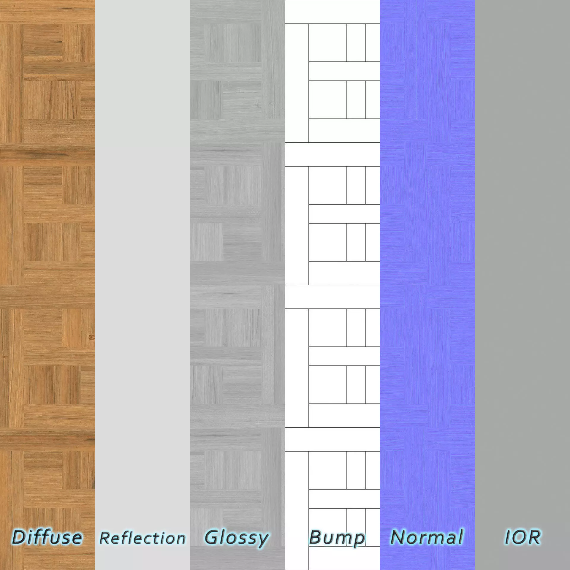 Parquet - Laminate - Wooden floor 4 in 1 3D model_8