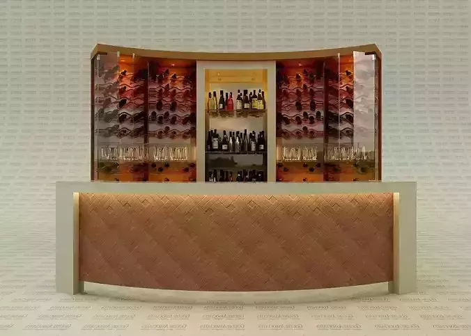 Bar Counter Back Wine Cellar for interior 3D model