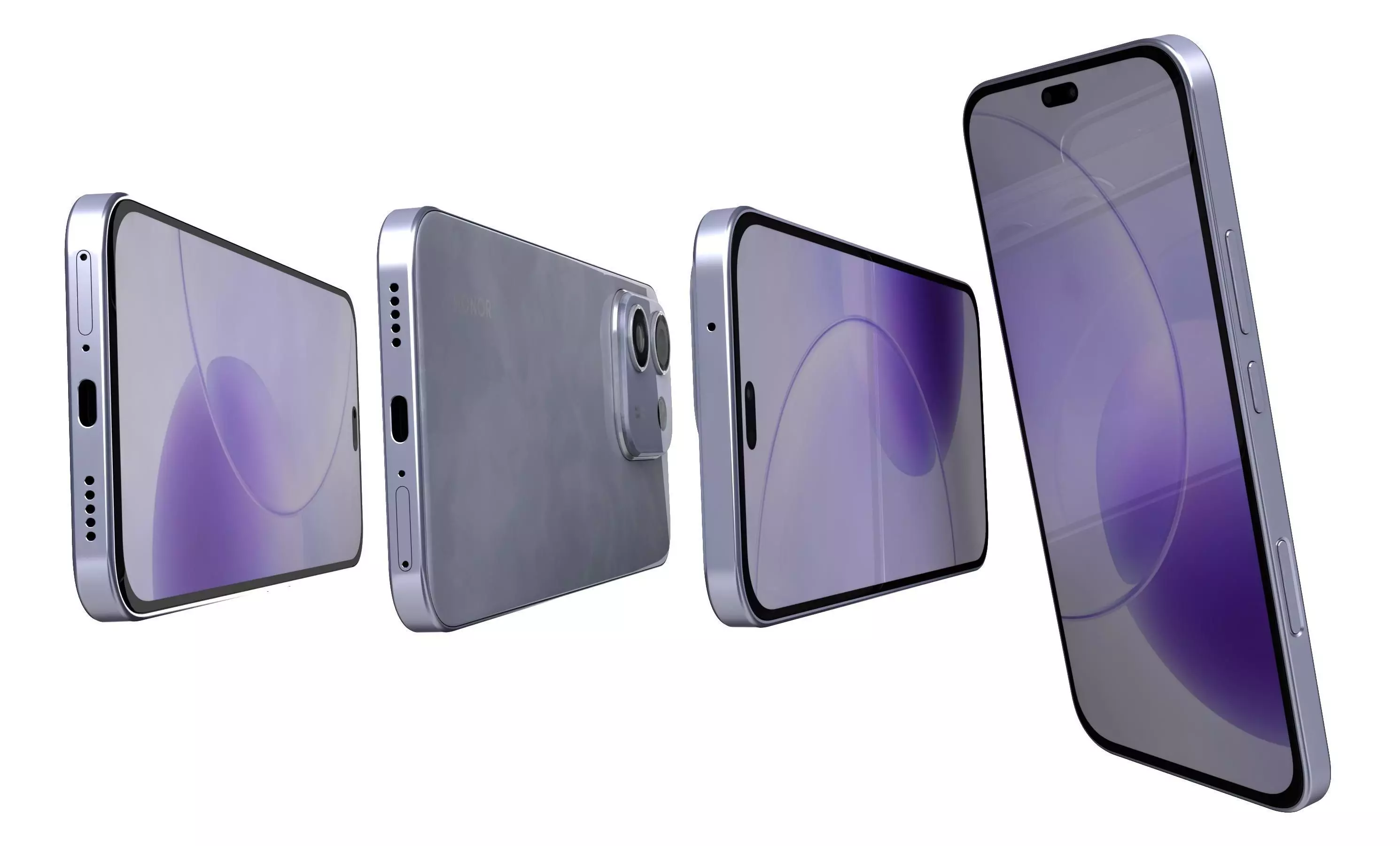 Honor X70i Magnolia Purple High Poly 3D model_11