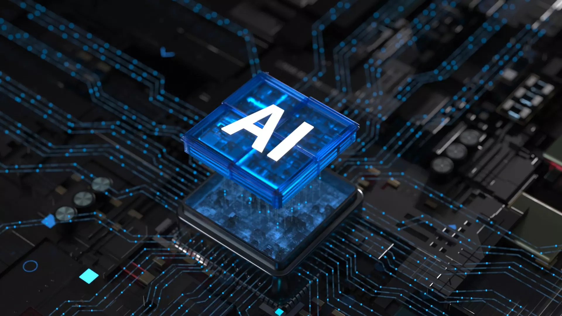 C4D Octane GPU chip core capacitance Scifi Circuit board 3D model