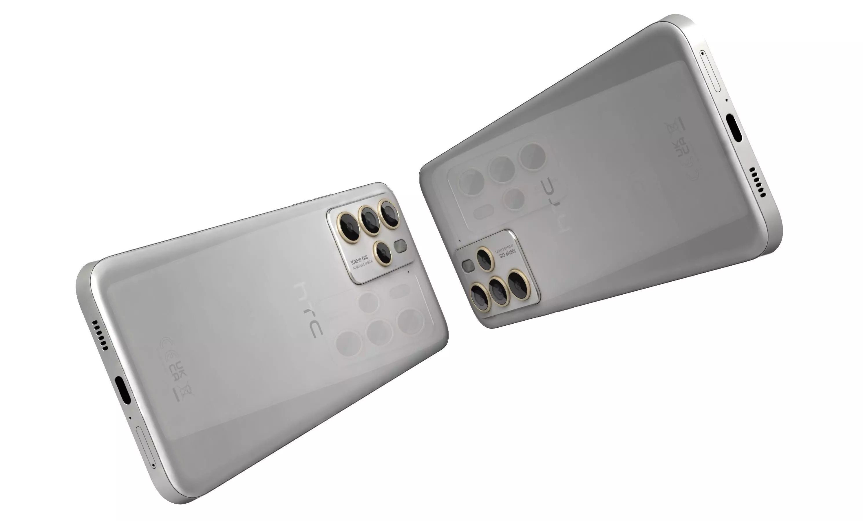 HTC U23 Pro Brown And White High Poly 3D model_28