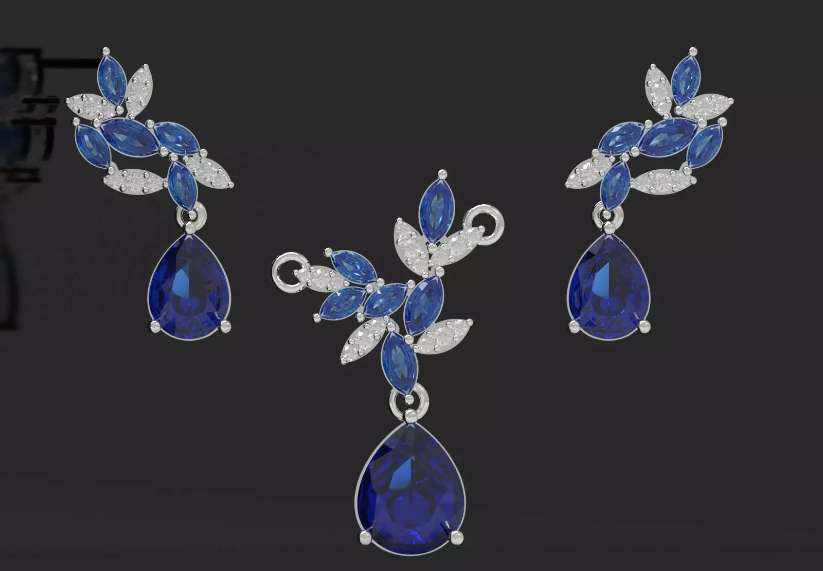 Diamond Accented Fluted Hoop Half Set js0026 3D print model_3