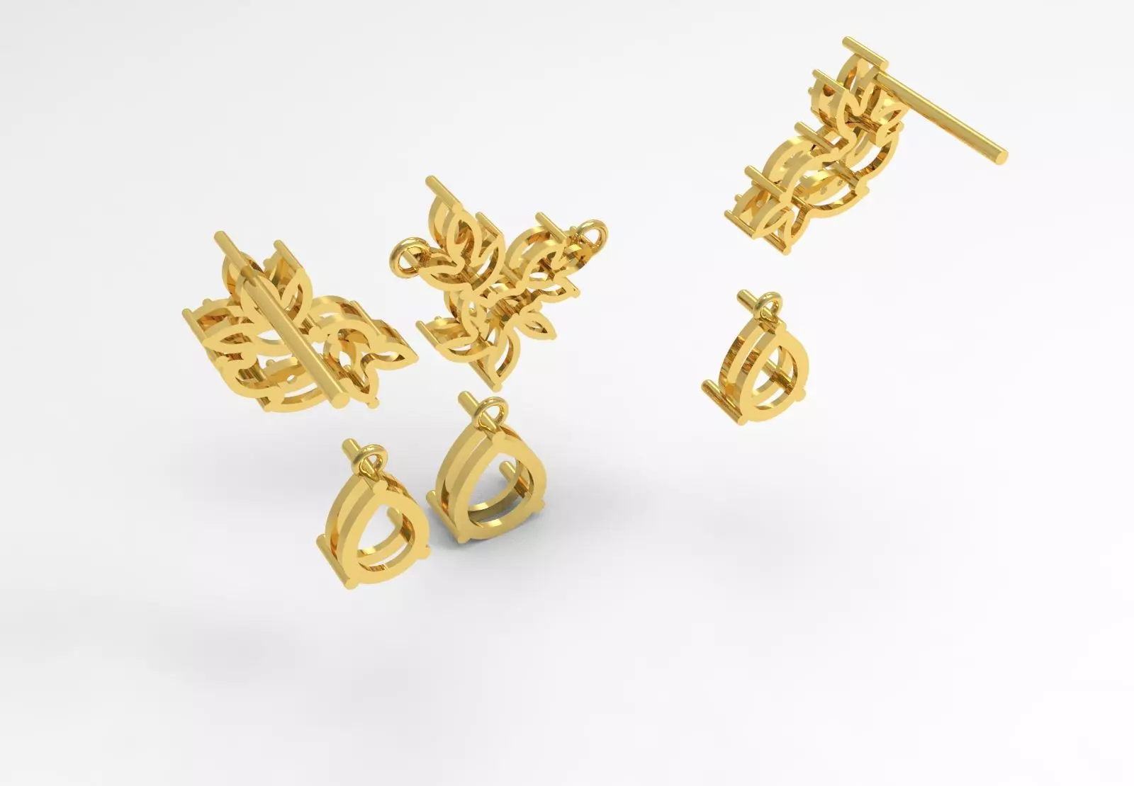 Diamond Accented Fluted Hoop Half Set js0026 3D print model_17