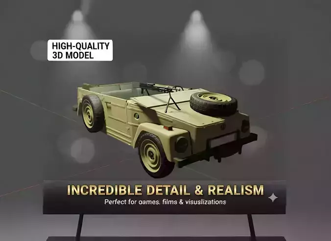 Game Ready Army Patrol Jeep Realistic WW2 Off-Road Vehicle Low-poly 3D model