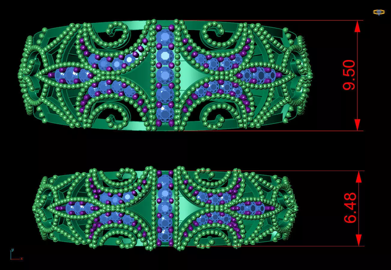 4 Wedding Band Set 3D Model Four Sizes Couple Ring Set 3D print model_4