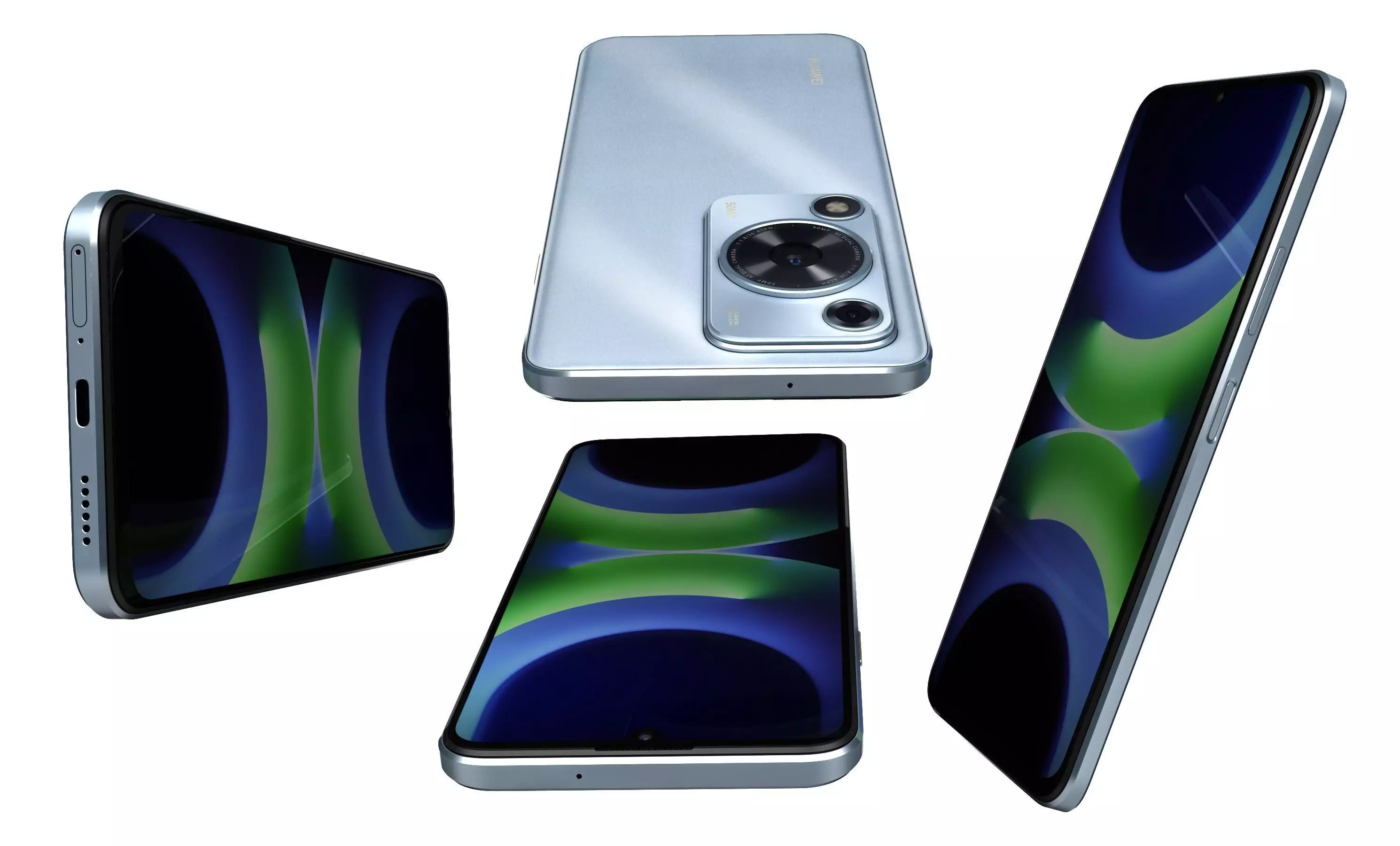 Huawei Enjoy 70S Ice blue High Poly 3D model_7