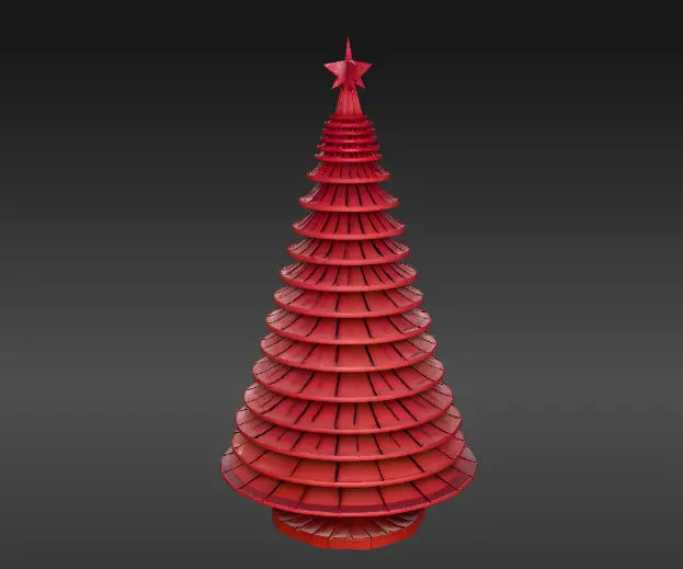 Minimalist Layered Tree Sculpture 3D Model Christmas Decor Low-poly 3D model_5