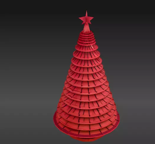 Minimalist Layered Tree Sculpture 3D Model Christmas Decor Low-poly 3D model_3