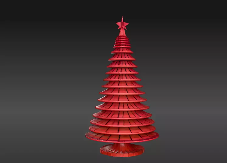 Minimalist Layered Tree Sculpture 3D Model Christmas Decor Low-poly 3D model_1