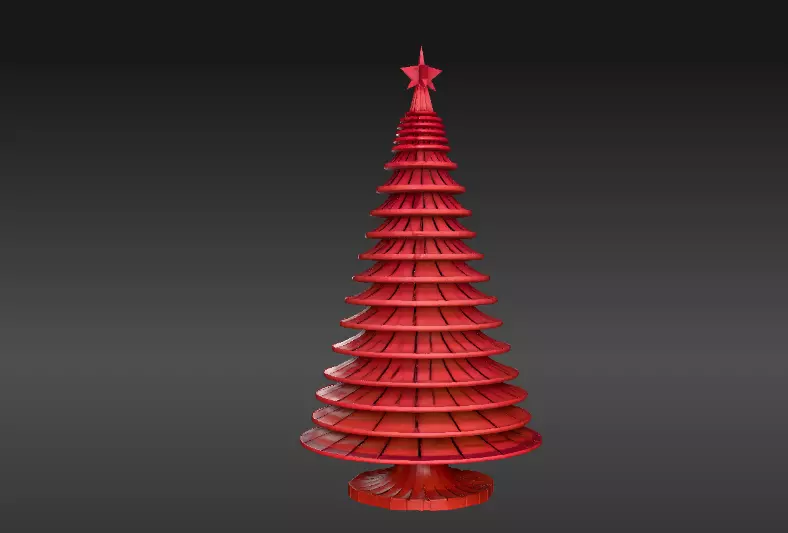 Minimalist Layered Tree Sculpture 3D Model Christmas Decor Low-poly 3D model_2