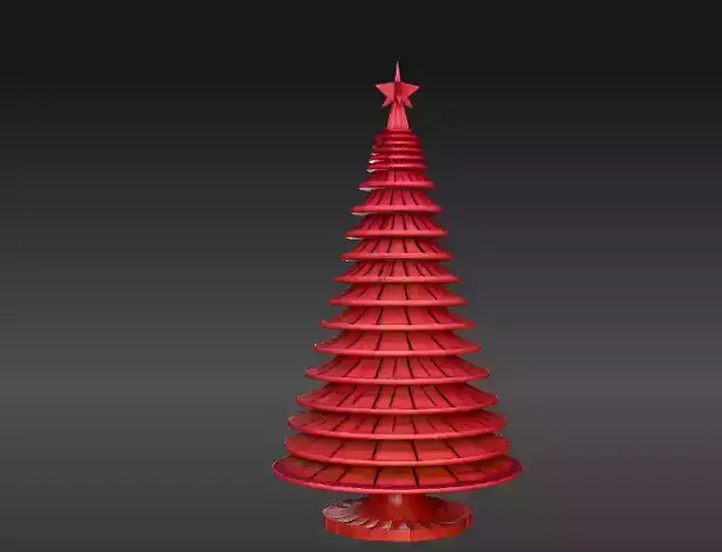 Minimalist Layered Tree Sculpture 3D Model Christmas Decor Low-poly 3D model