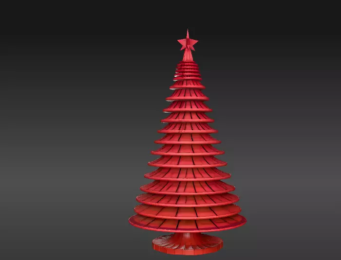 Minimalist Layered Tree Sculpture 3D Model Christmas Decor Low-poly 3D model_0