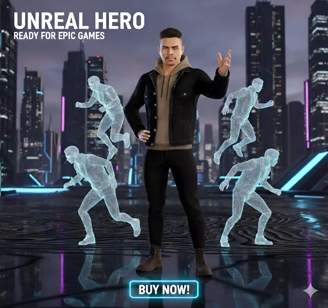 Realistic Male Character Game-Ready Rigged 3D Model Low-poly 3D model_9