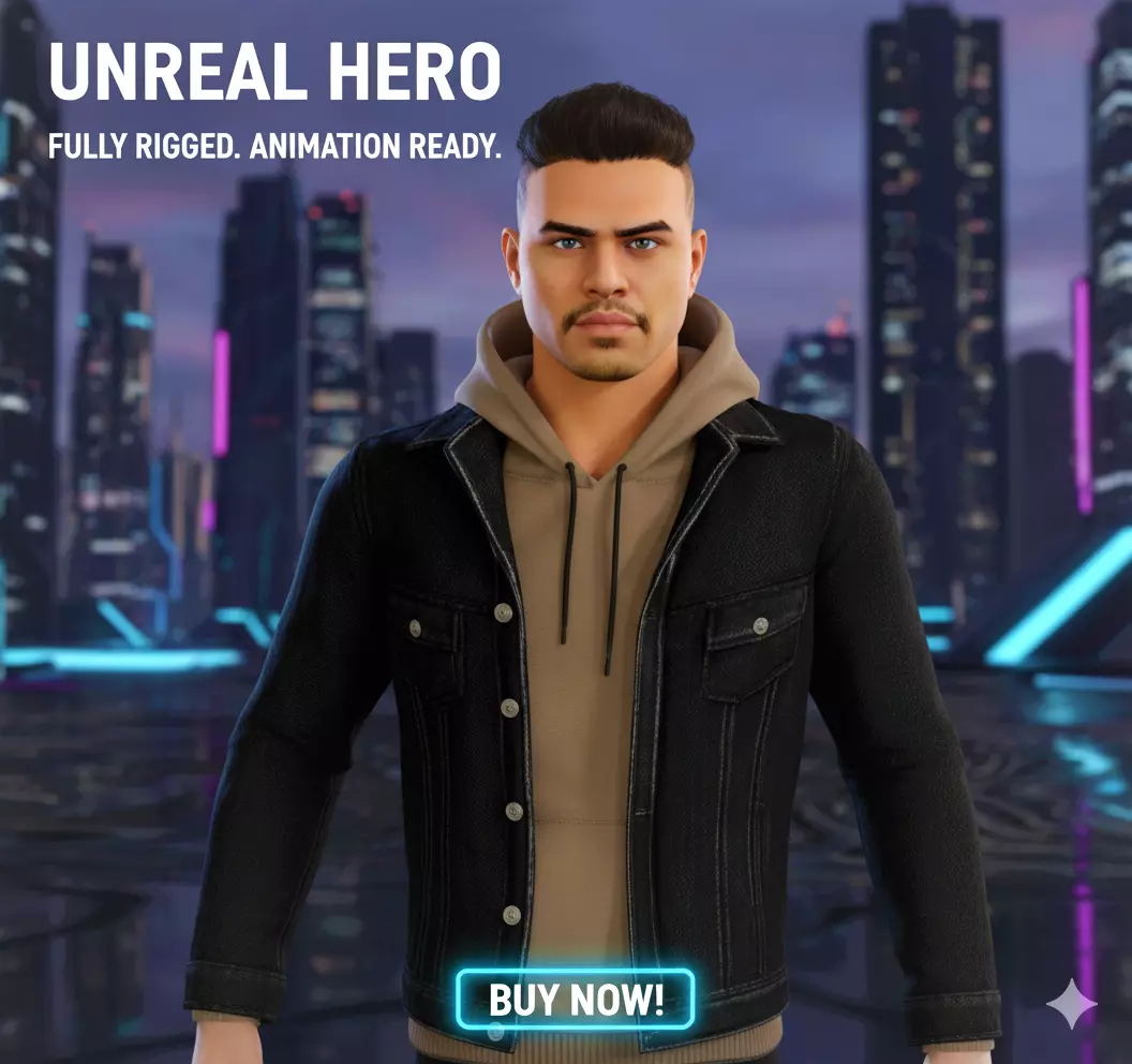 Realistic Male Character Game-Ready Rigged 3D Model Low-poly 3D model_10