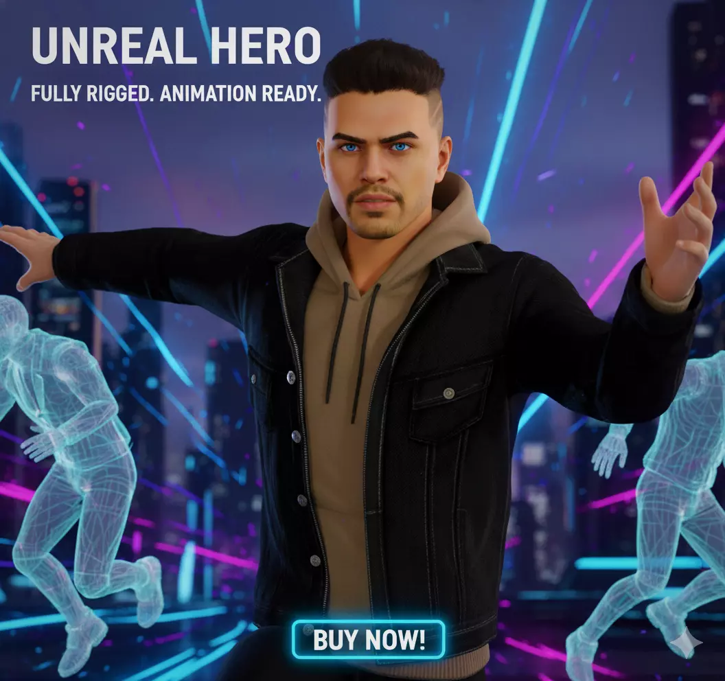 Realistic Male Character Game-Ready Rigged 3D Model Low-poly 3D model_8