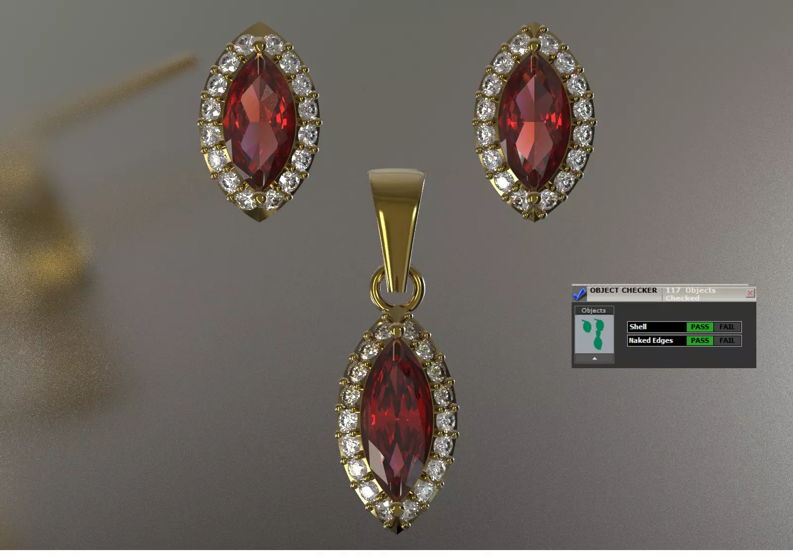 Marquise Ruby Garnet and Diamond Half Set js0027 3D print model