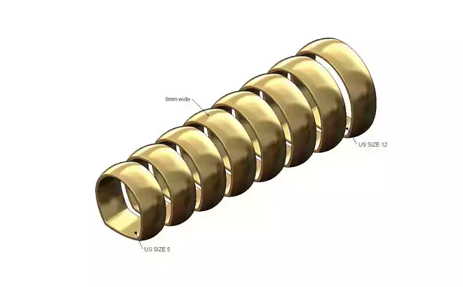 Euro shank 8mm wide comfort fit dome band US sizes 5to12