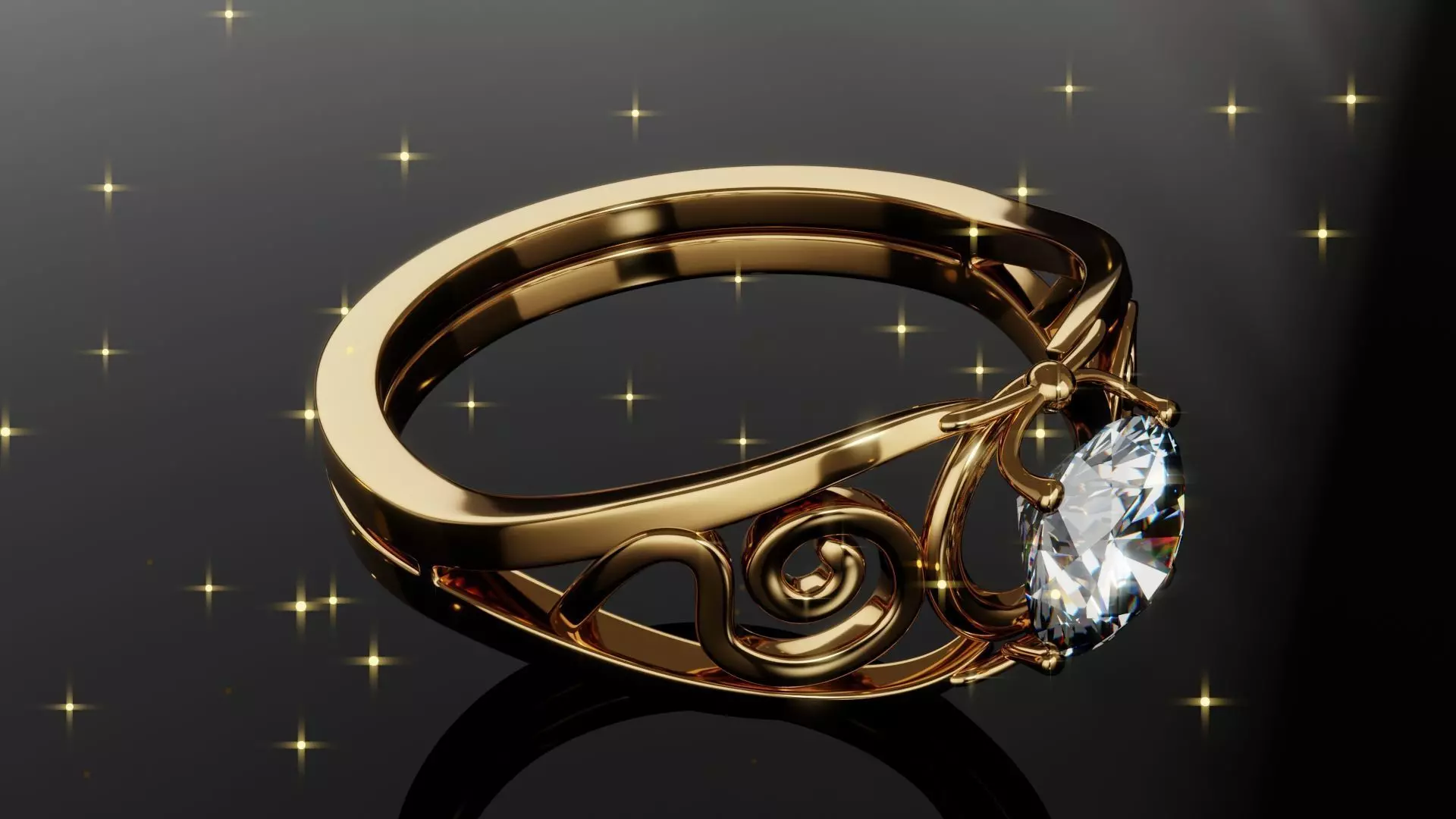 Aurora Gold Ring 3D print model