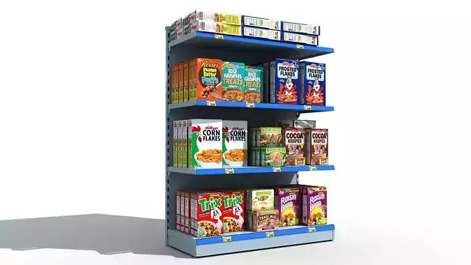 Supermarket Shelves Cereals 3D model