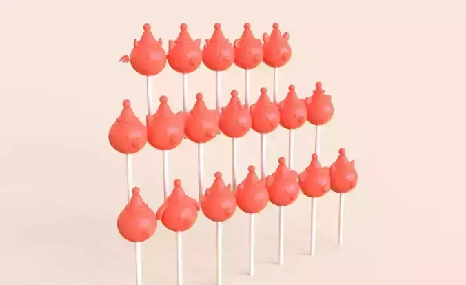 Cute Christmas Animal Sweet Lollipops Pack 01 Low-poly 3D model 2