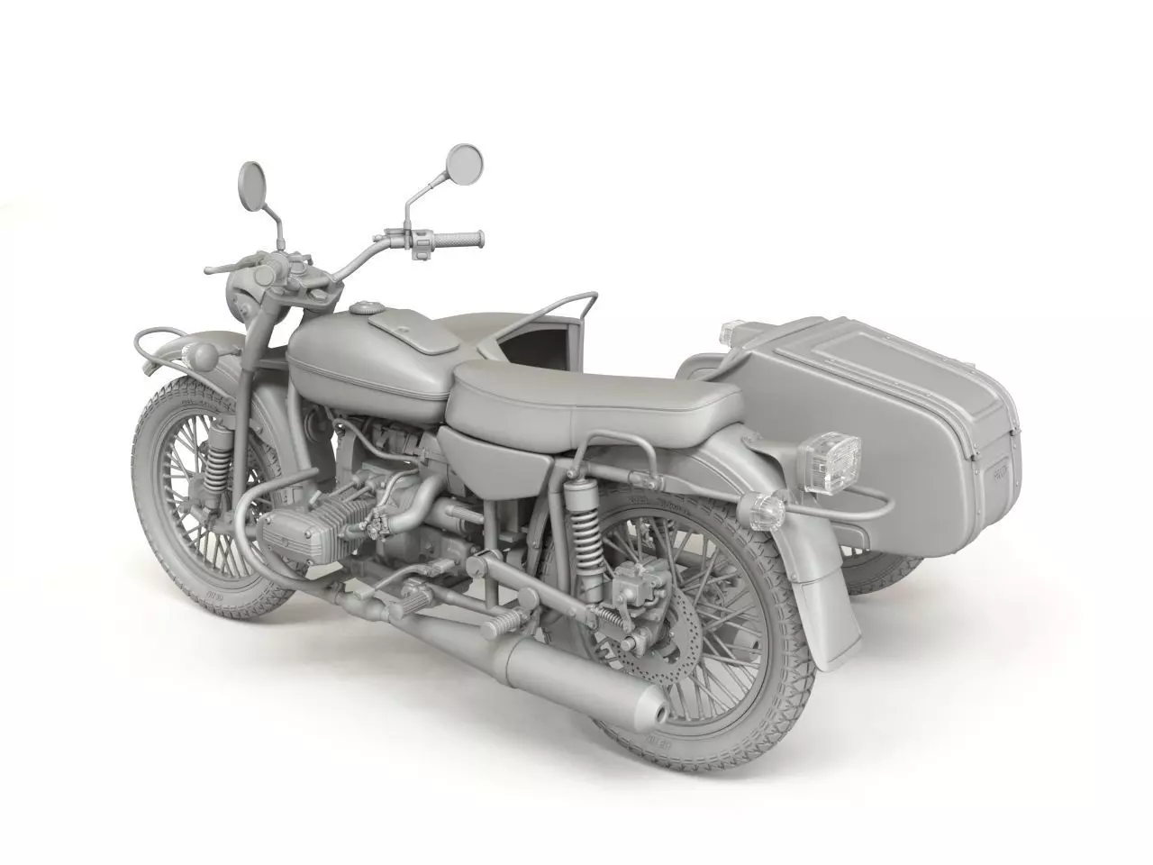 Sidecar Ural Gear Up - 12 scale 3D print model_5
