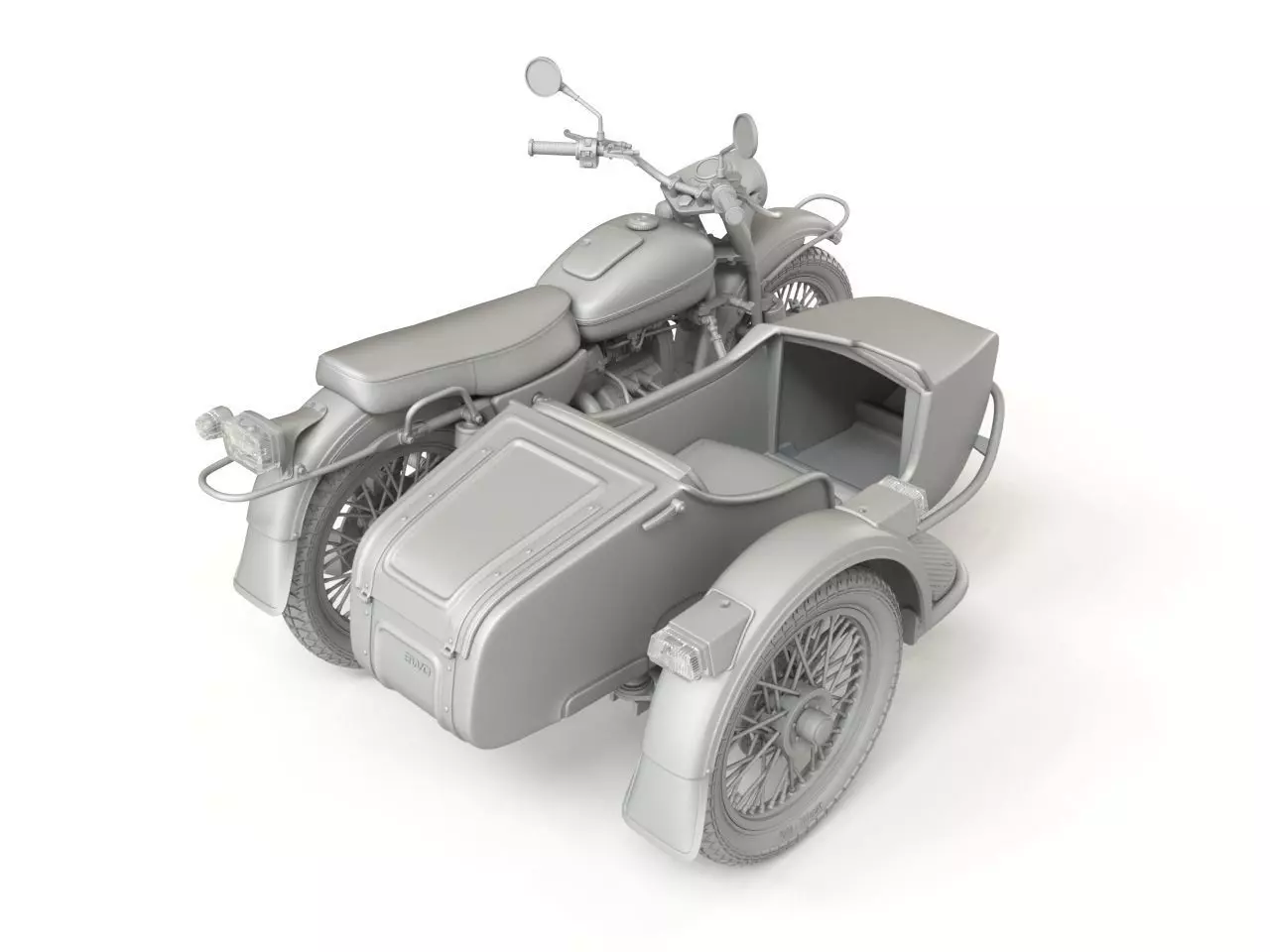 Sidecar Ural Gear Up - 12 scale 3D print model_6