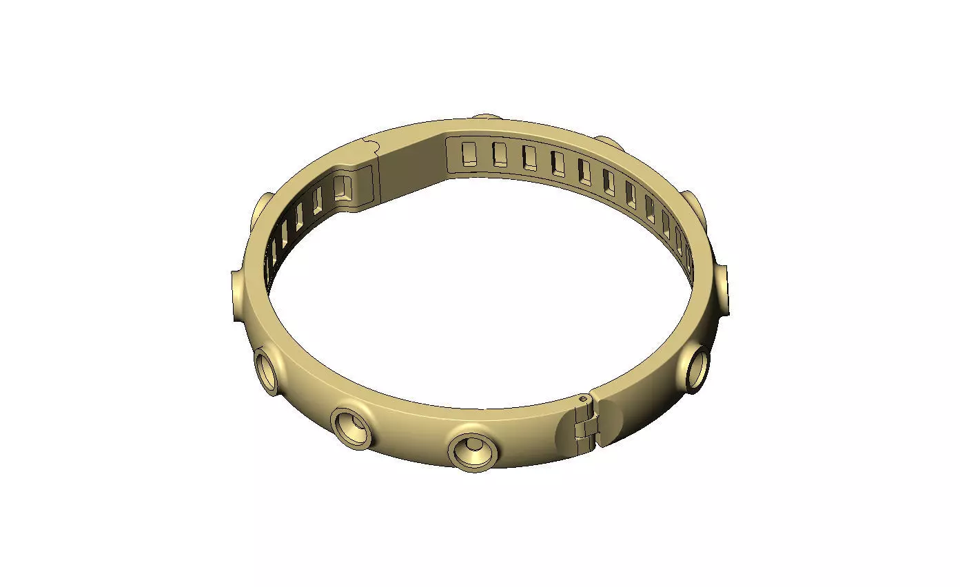 Bezel set diamond rounded flexture clasp bracelet with covers 3D print model_8