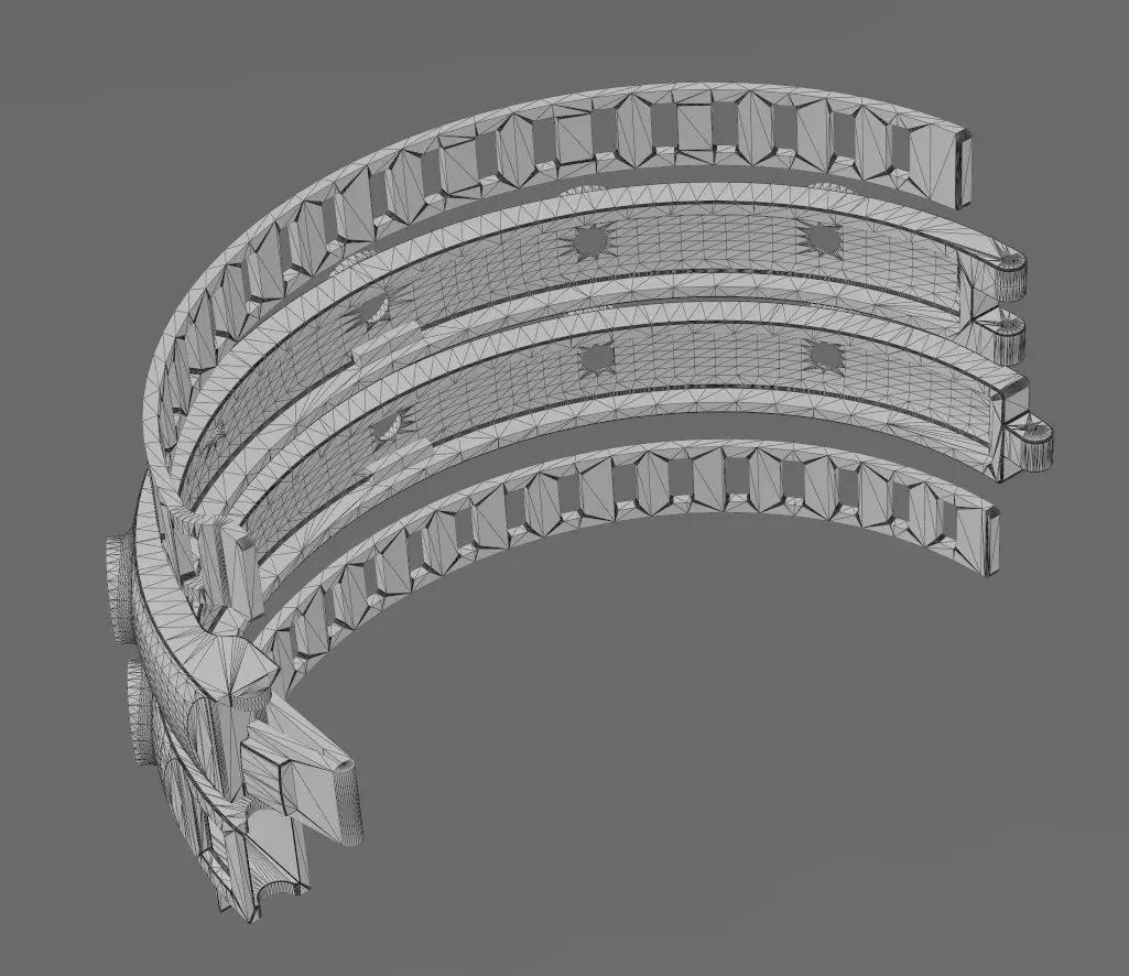 Bezel set diamond rounded flexture clasp bracelet with covers 3D print model_16