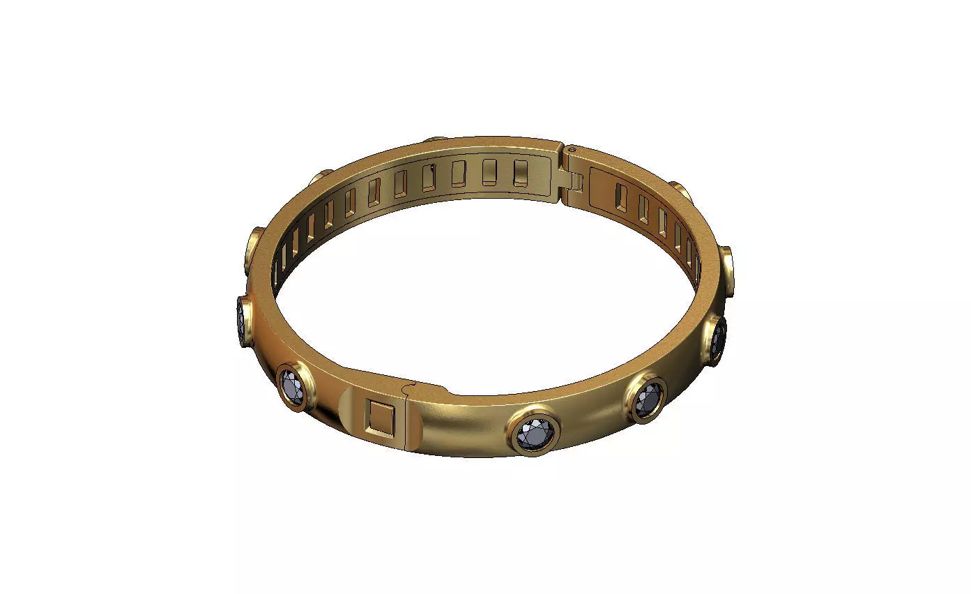 Bezel set diamond rounded flexture clasp bracelet with covers 3D print model_3