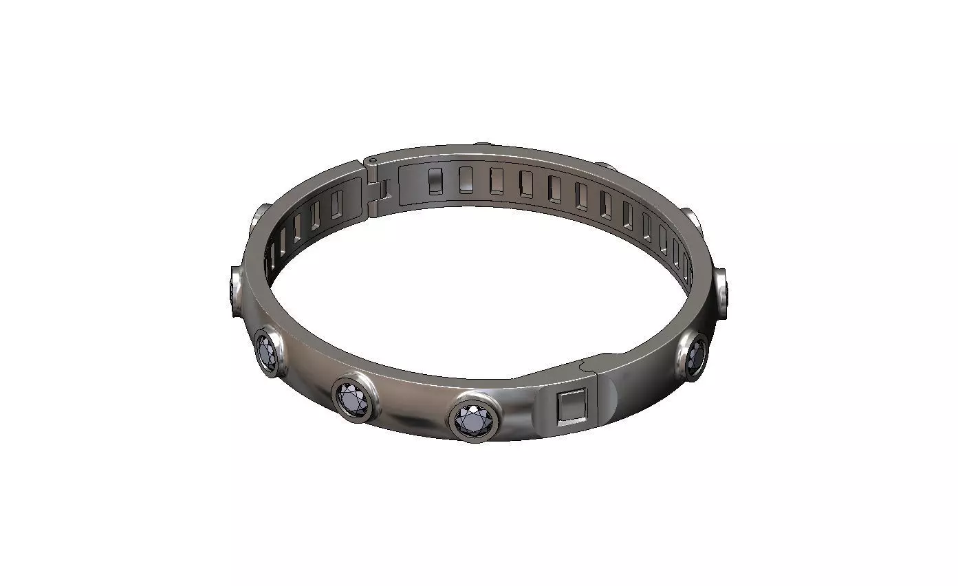 Bezel set diamond rounded flexture clasp bracelet with covers 3D print model_13