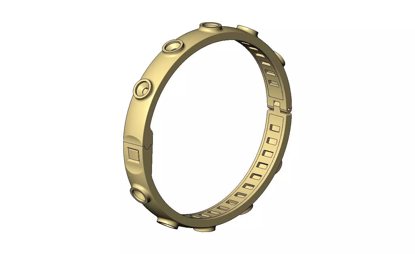 Bezel set diamond rounded flexture clasp bracelet with covers 3D print model_4