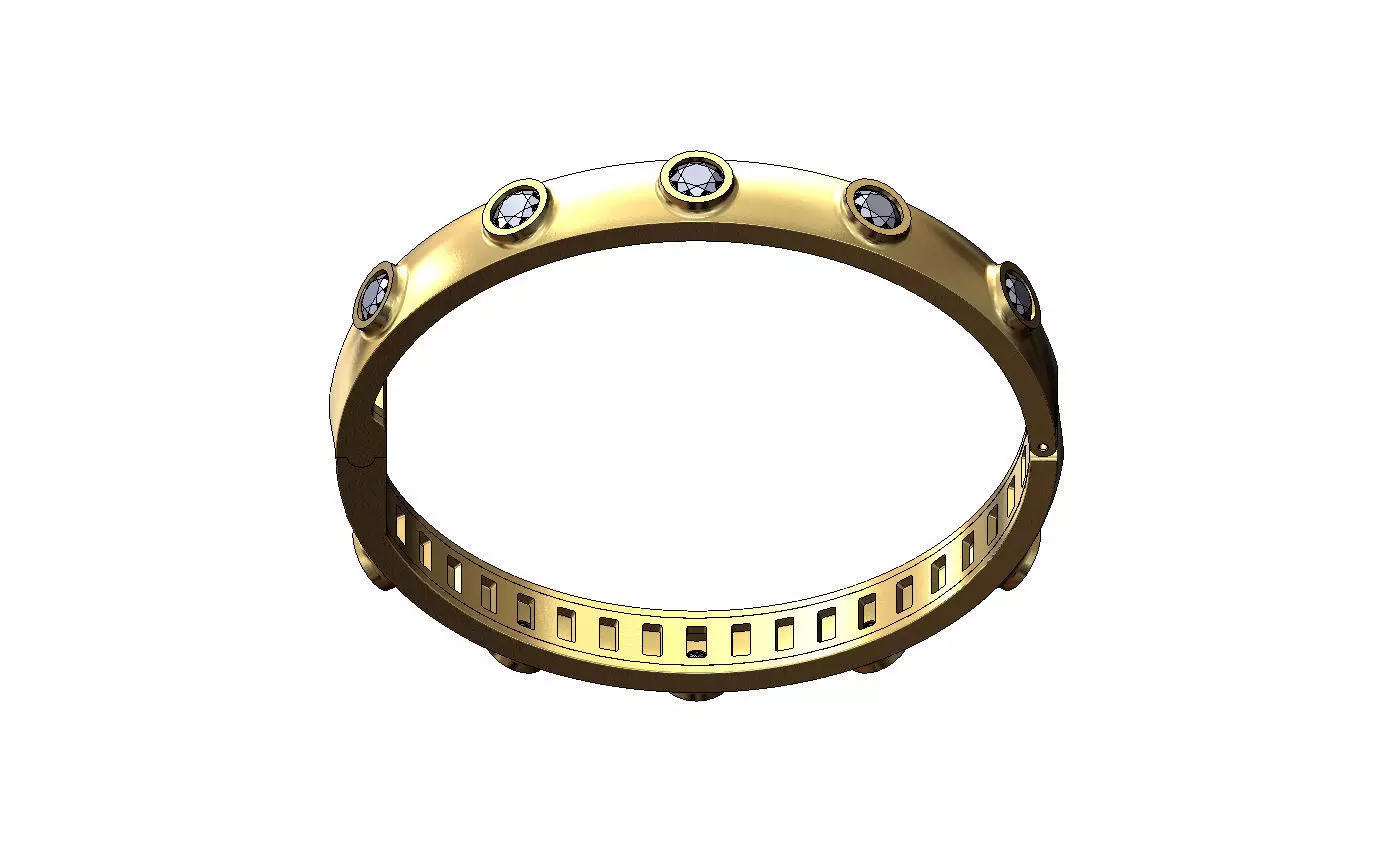 Bezel set diamond rounded flexture clasp bracelet with covers 3D print model_2