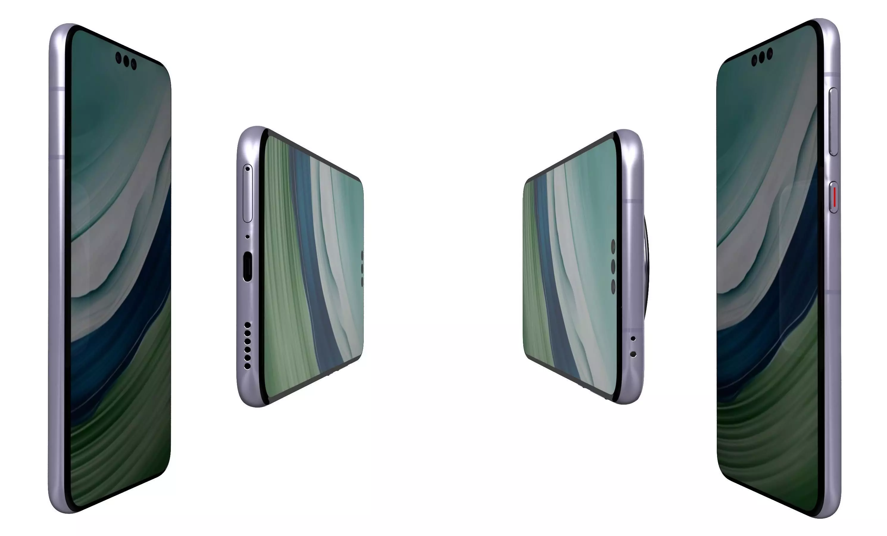 Huawei Mate 60 Pro Purple High Poly 3D model_2