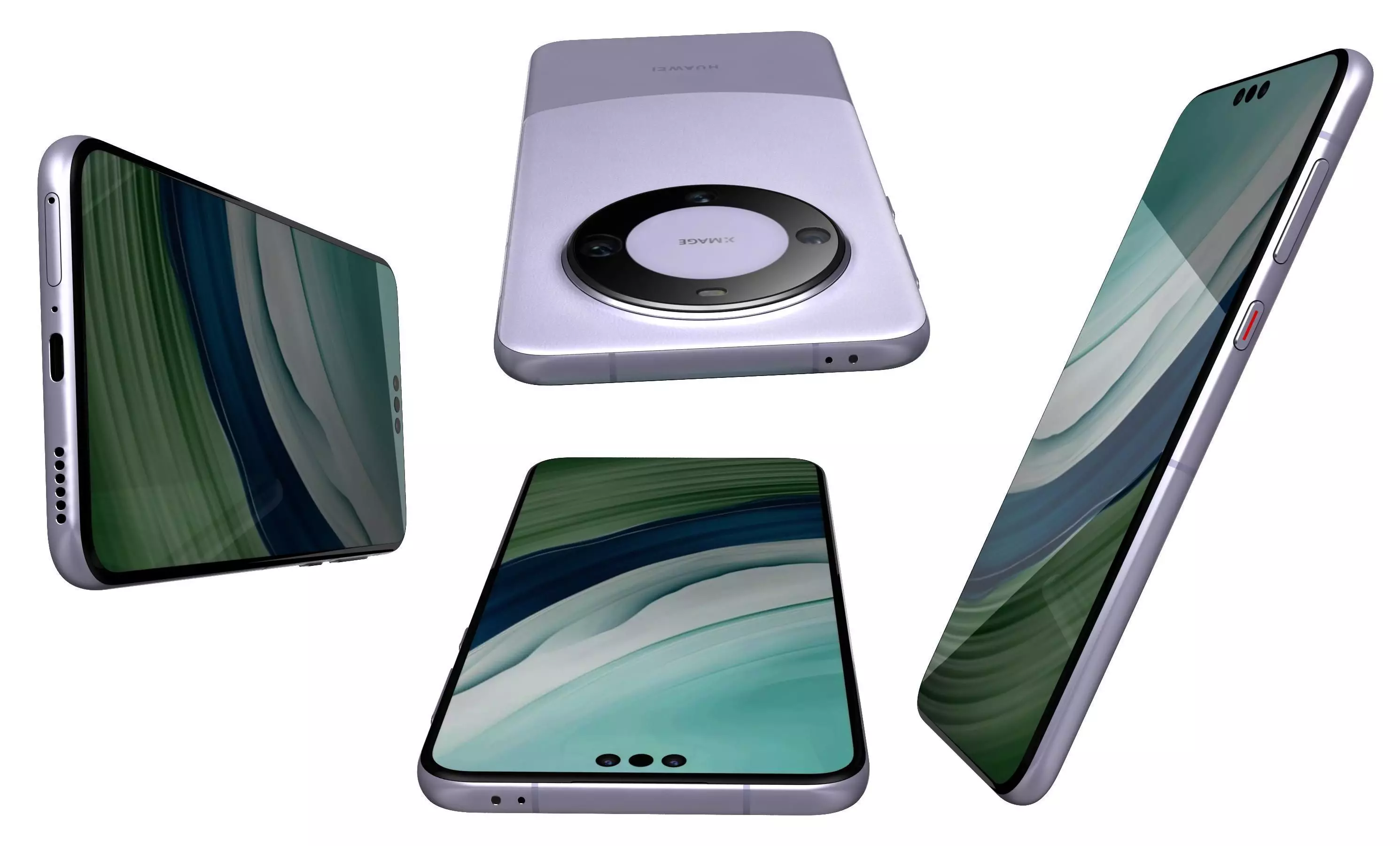 Huawei Mate 60 Pro Purple High Poly 3D model_7