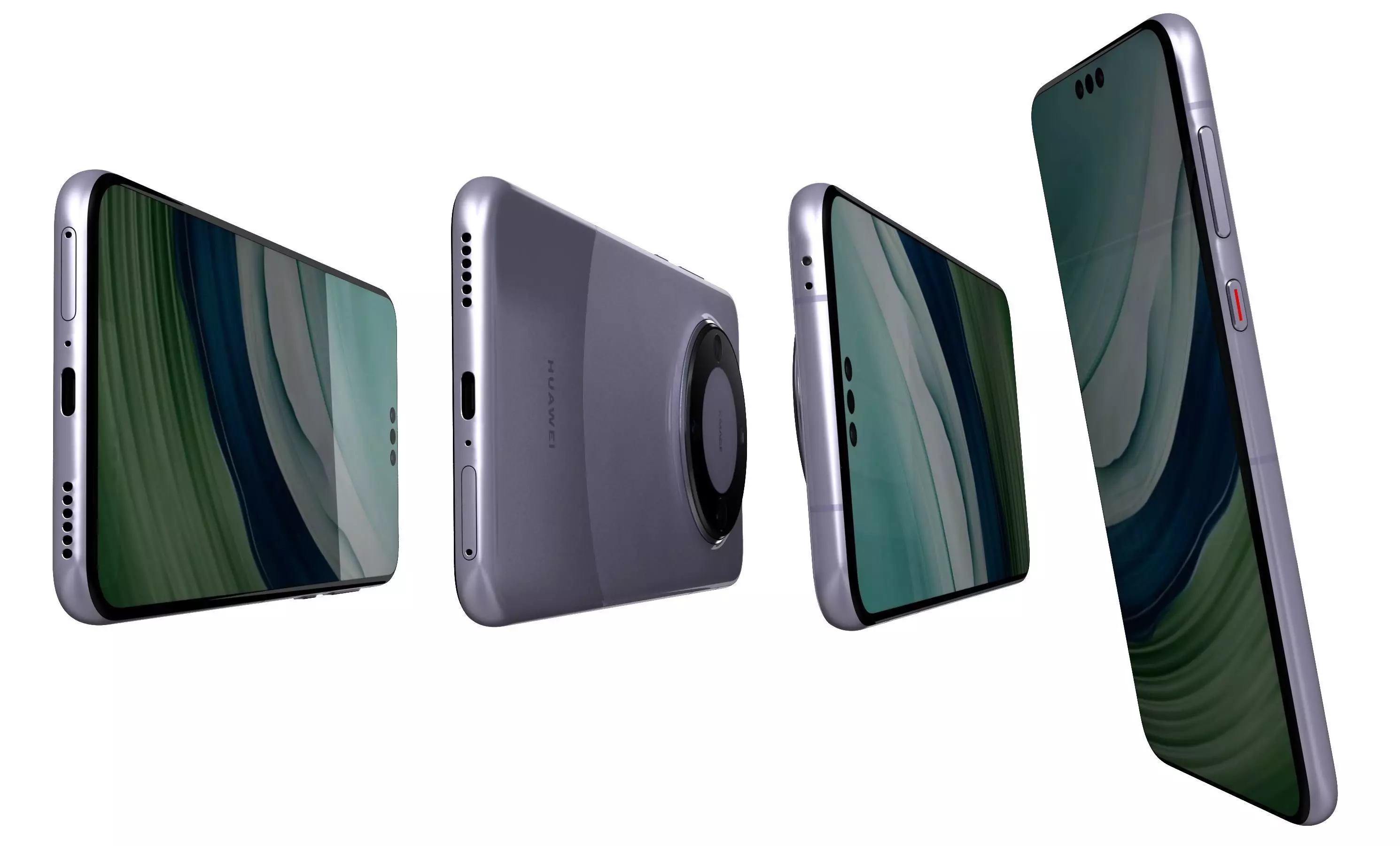 Huawei Mate 60 Pro Purple High Poly 3D model_6