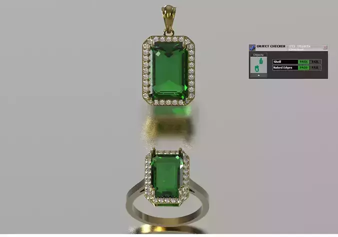 Rectangular Emerald and Diamond Half Set js0028
