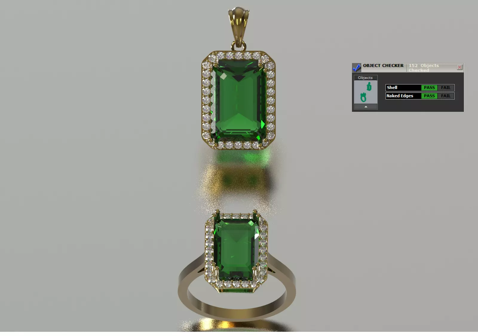 Rectangular Emerald and Diamond Half Set js0028 3D print model
