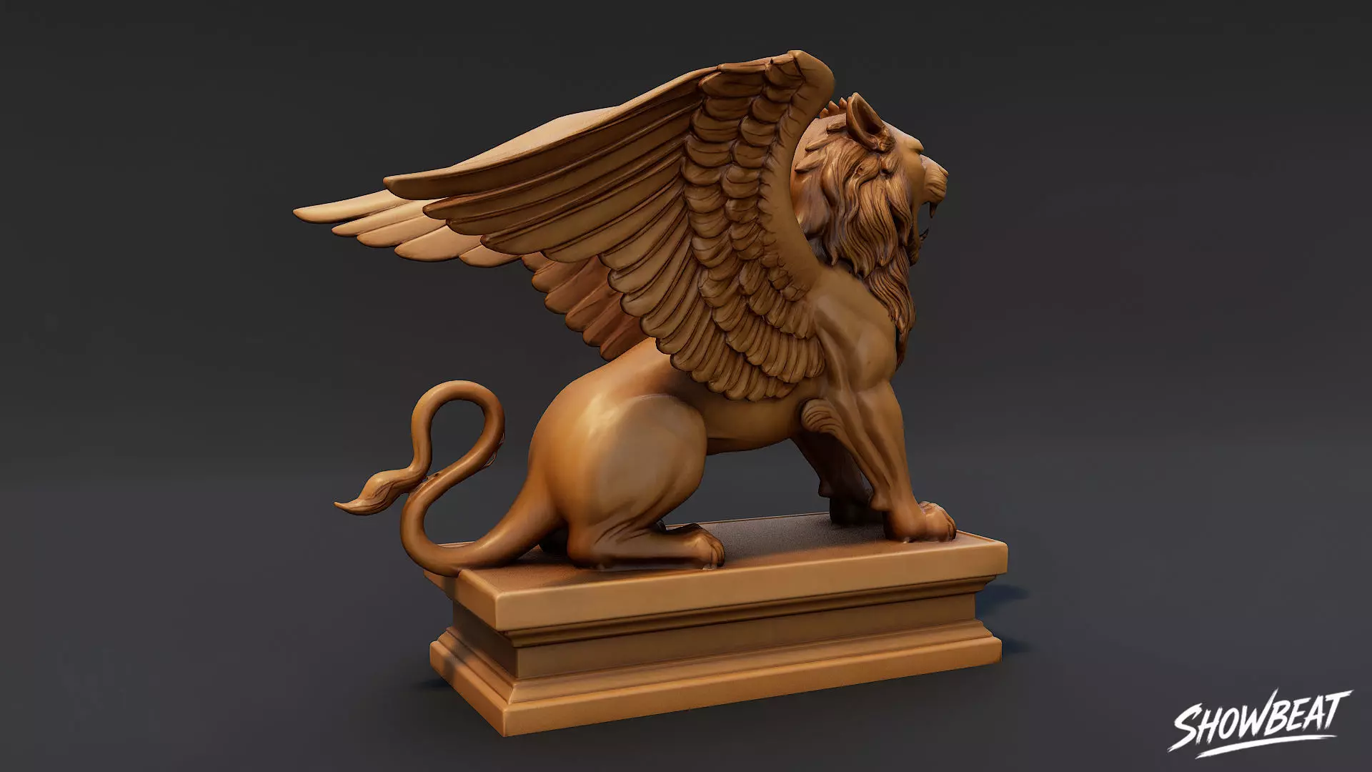 Lion Statue V11 Low-poly 3D model_3