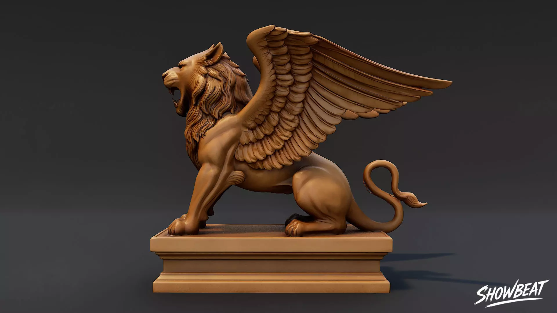 Lion Statue V11 Low-poly 3D model_1