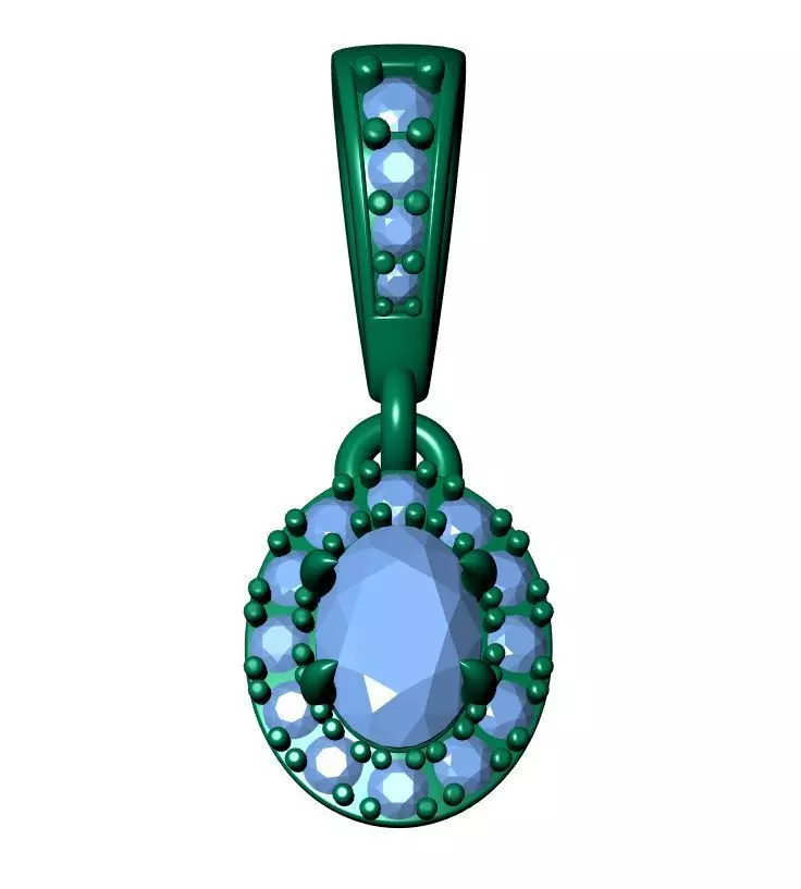 Oval Solitaire Pendant 3D print model_12