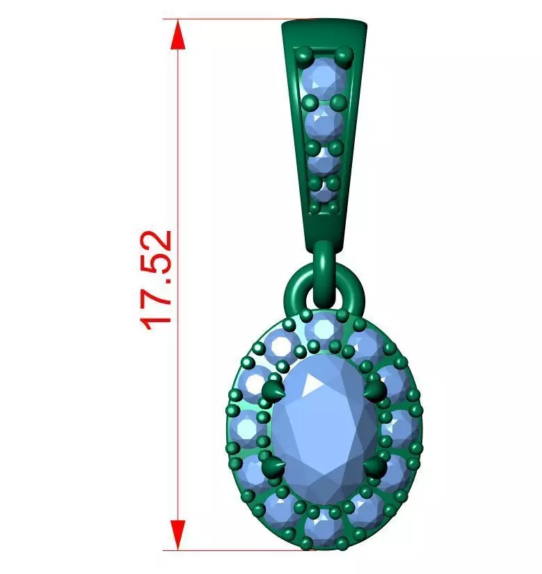 Oval Solitaire Pendant 3D print model_10