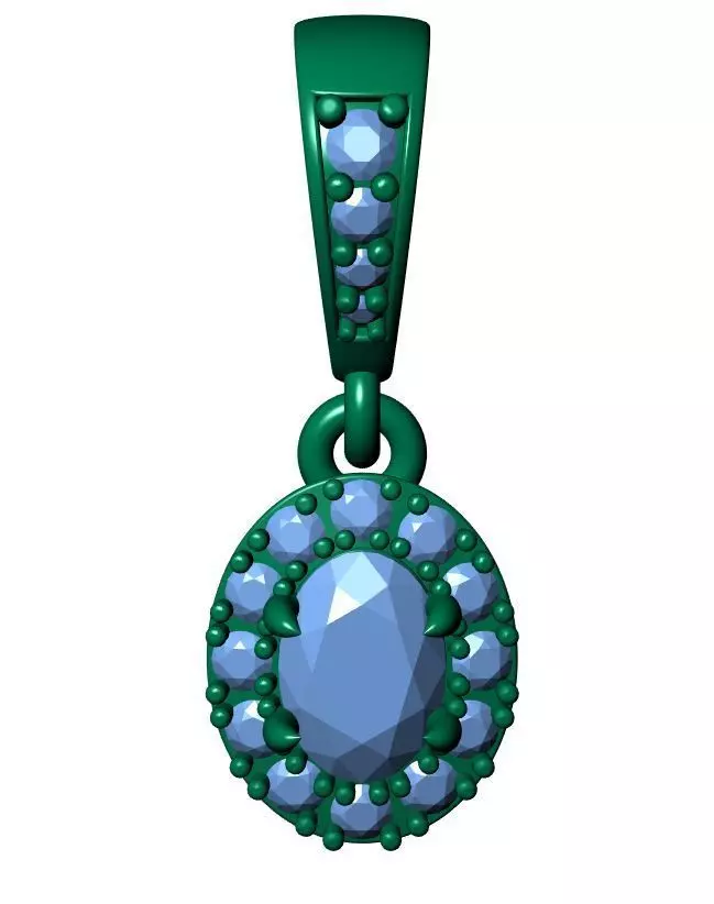 Oval Solitaire Pendant 3D print model_11