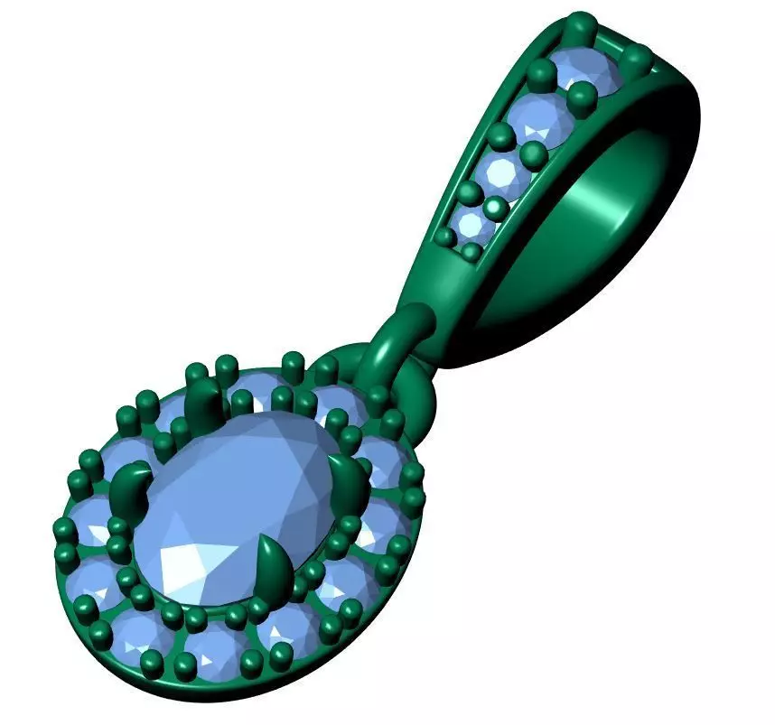 Oval Solitaire Pendant 3D print model_7