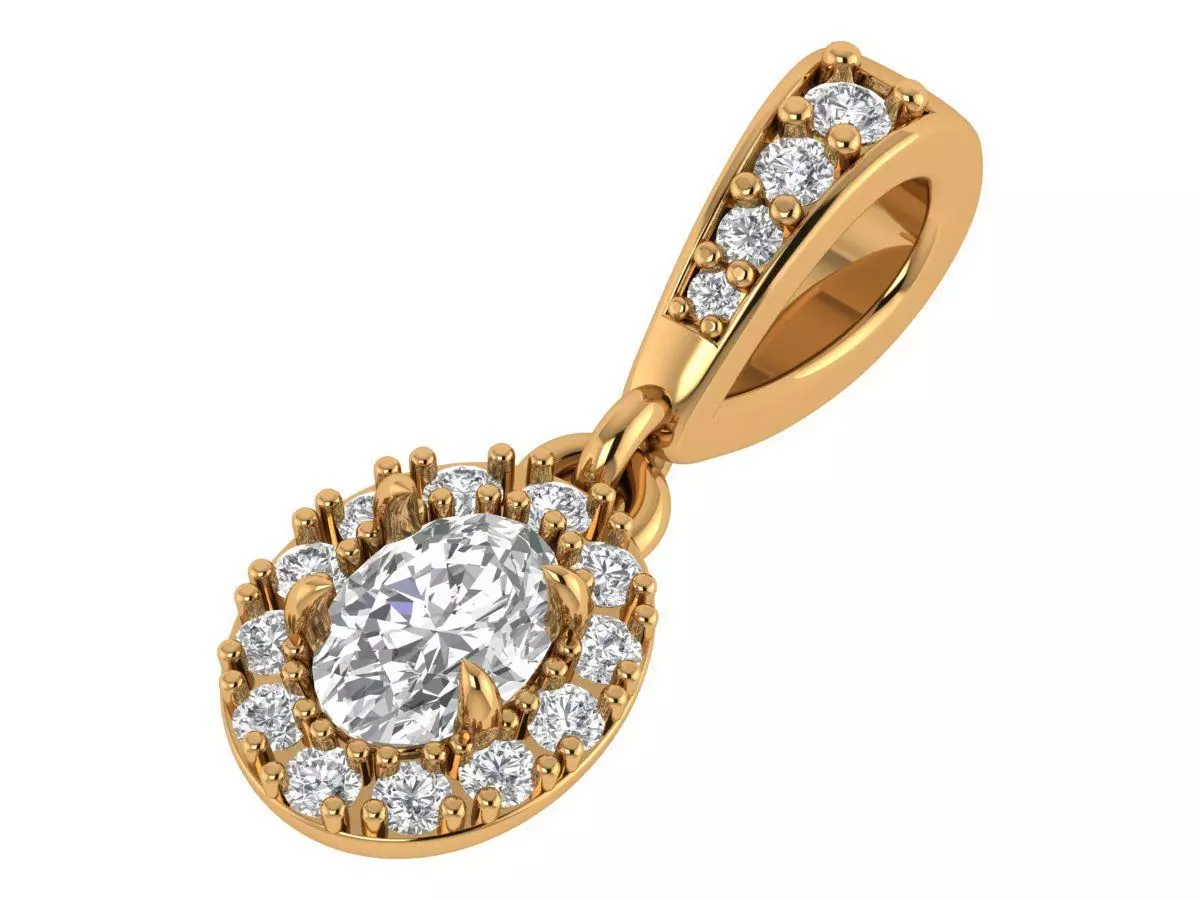 Oval Solitaire Pendant 3D print model_2