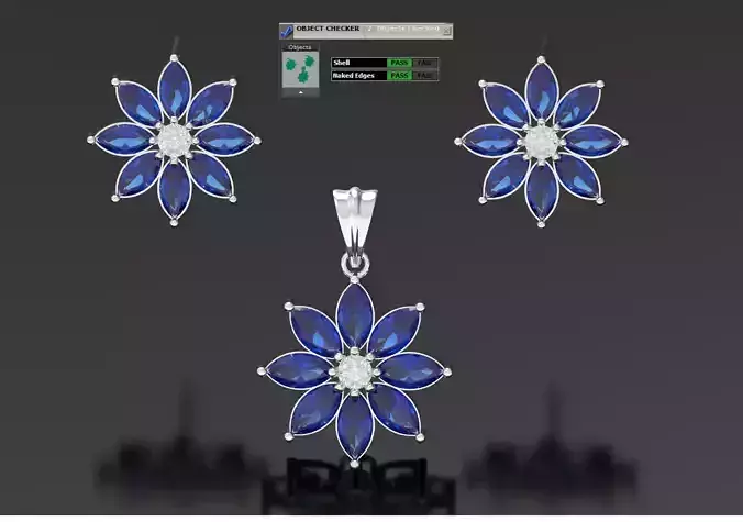 Sapphire Star Flower Half Set STL 3D model js0029