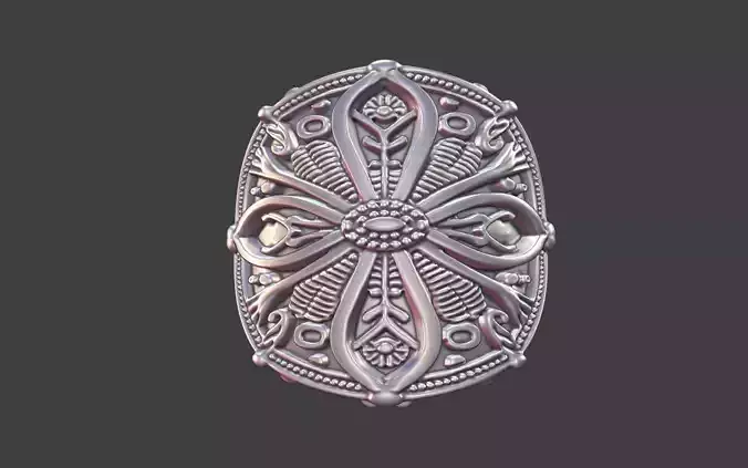 Round Mandala Silver Ring