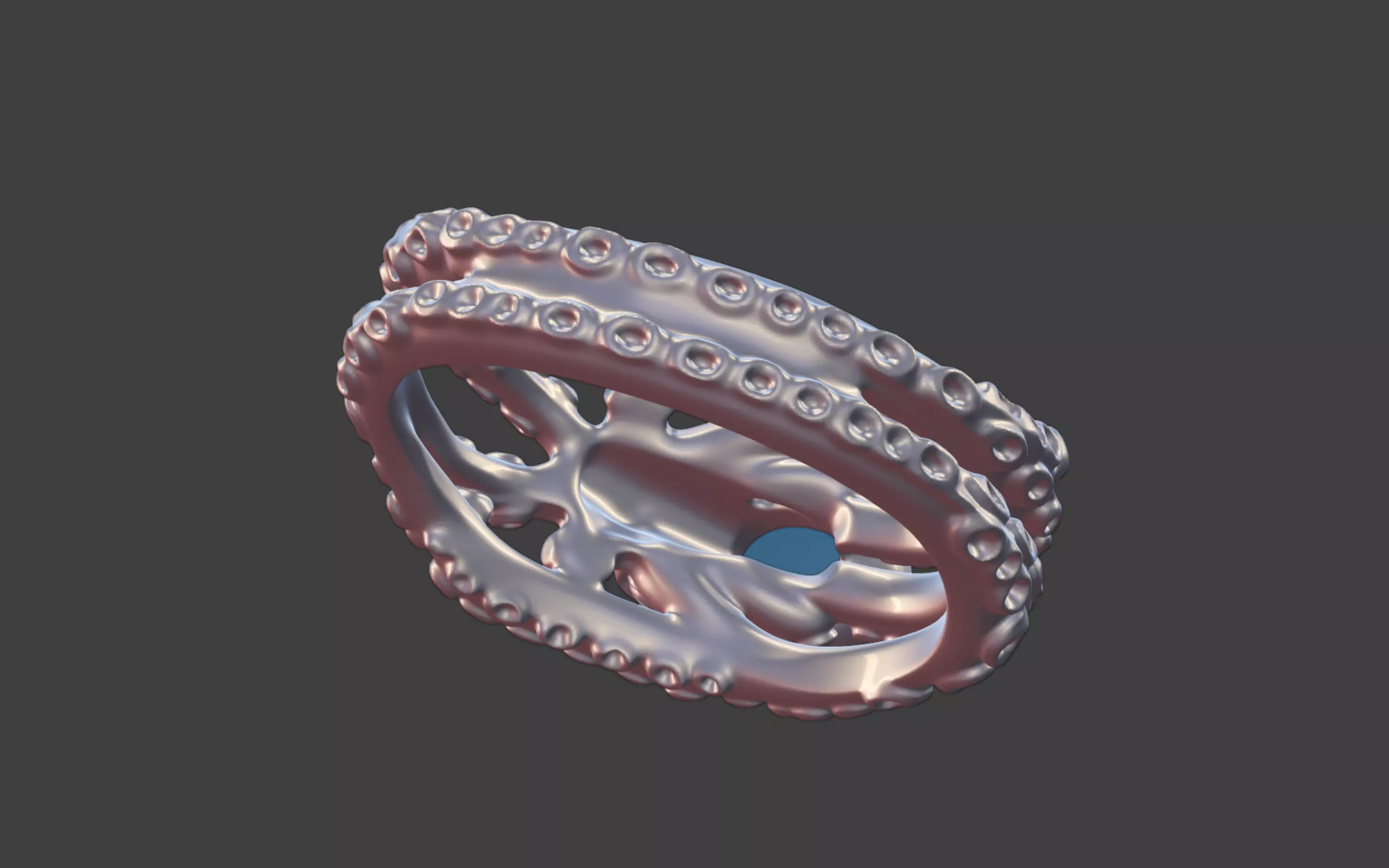 Octopus Silver Ring with Cabochon Gemstone 3D print model_21