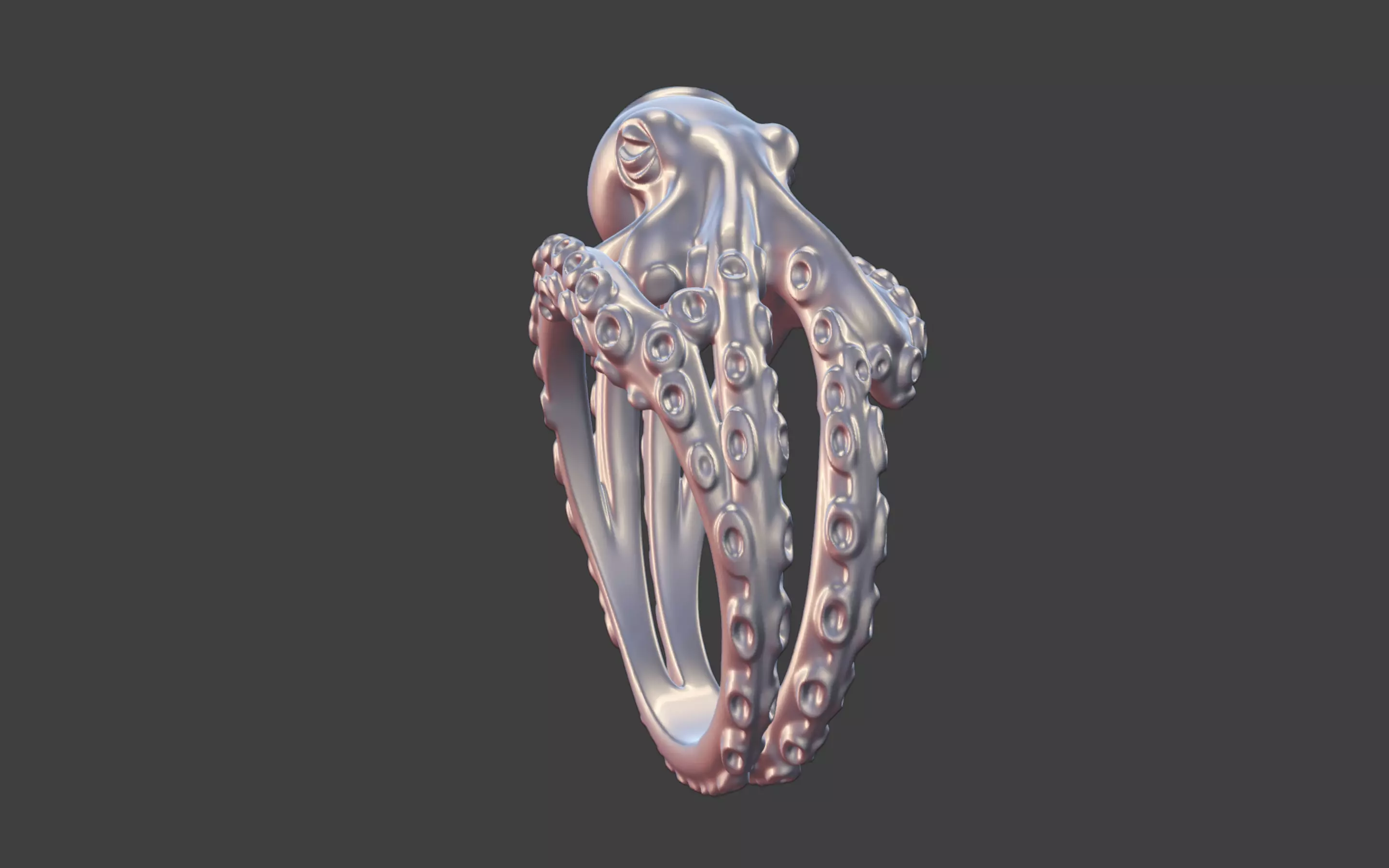 Octopus Silver Ring with Cabochon Gemstone 3D print model_10
