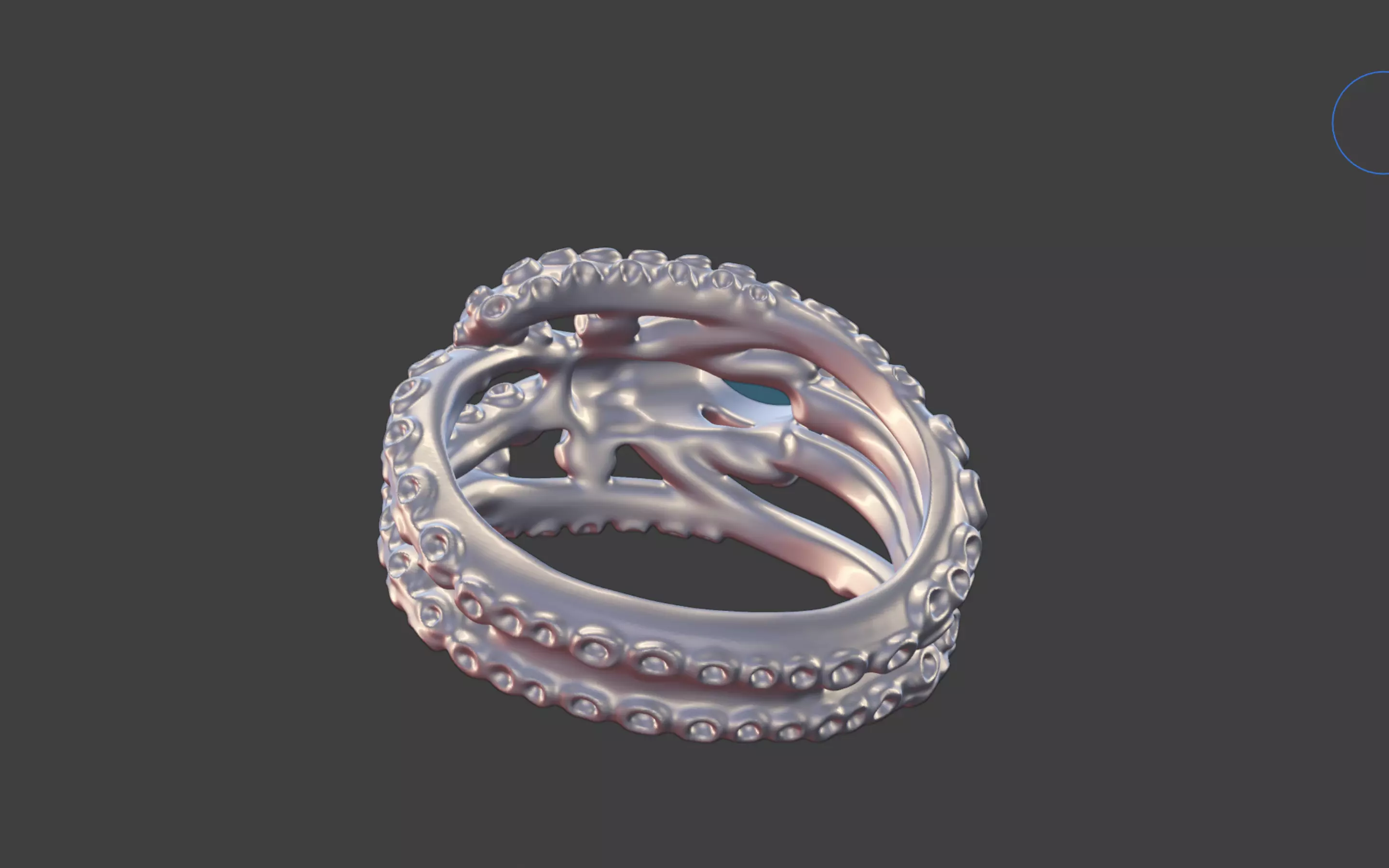 Octopus Silver Ring with Cabochon Gemstone 3D print model_19