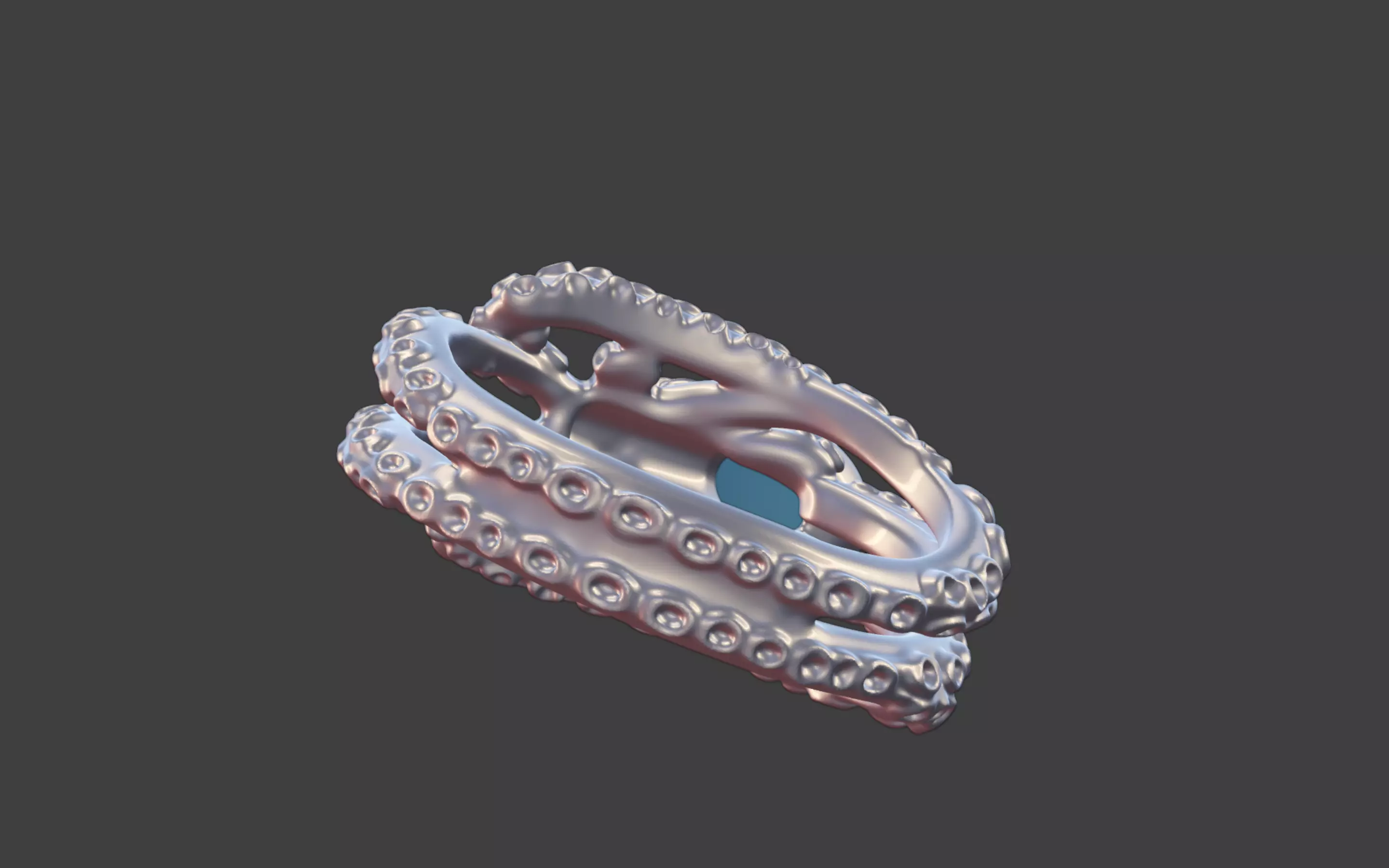 Octopus Silver Ring with Cabochon Gemstone 3D print model_20
